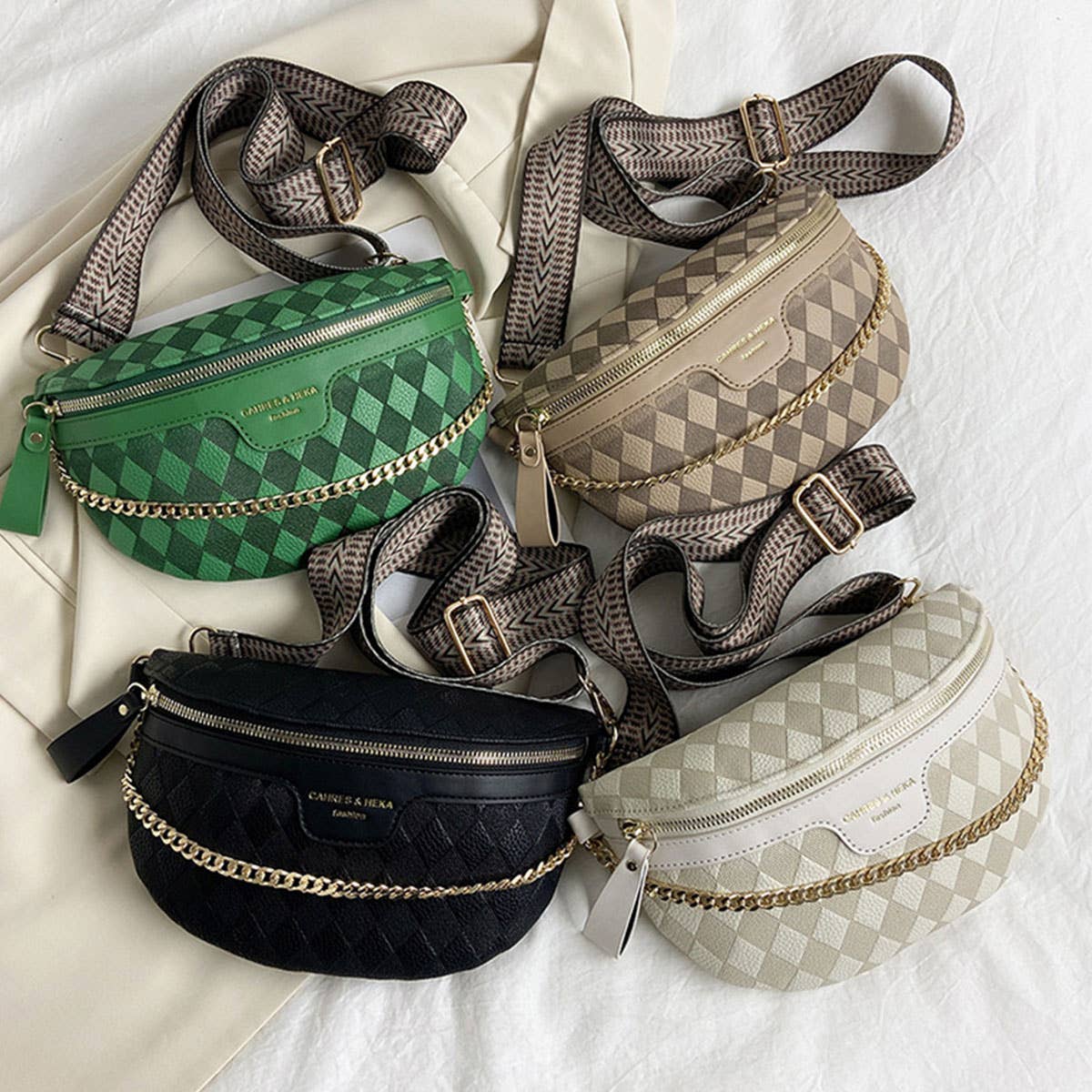 PYRAMID CHECK PU EVERYDAY BELT BAG,CROSSBODY BAG_CWAB0911
