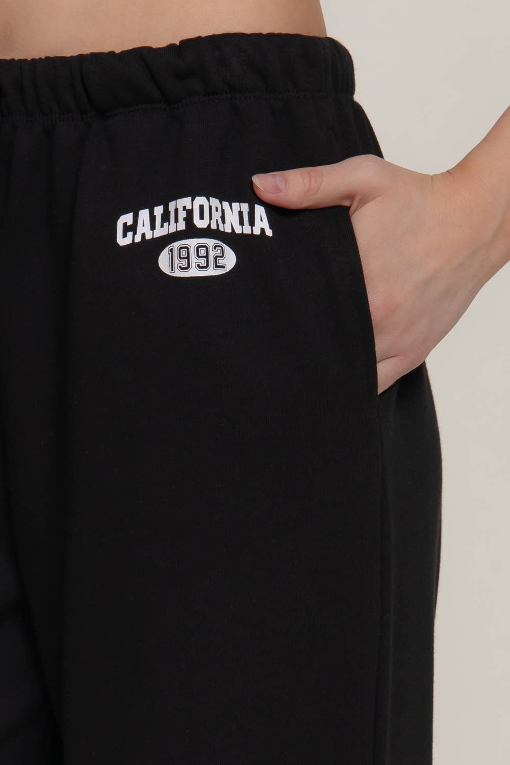 Waist Band with Drawstring Printed Detail Sweatpants