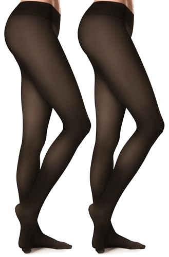Women's Fleece-Lined Tights Fake Sheer-Look Warm Leggings