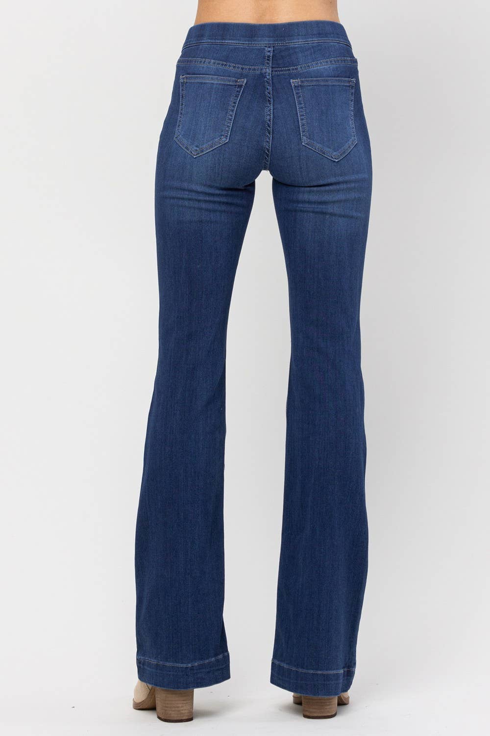 PLUS SIZE Dark Denim Pull On Flare