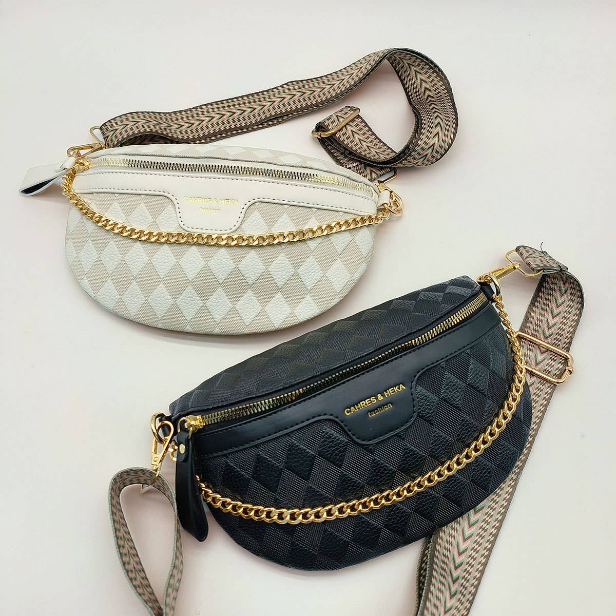 PYRAMID CHECK PU EVERYDAY BELT BAG,CROSSBODY BAG_CWAB0911