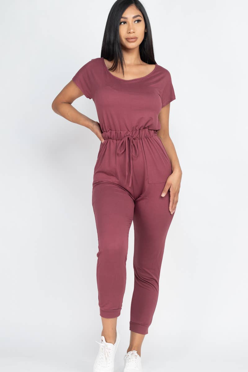 Two-way Shoulder Drawstring Jumpsuit