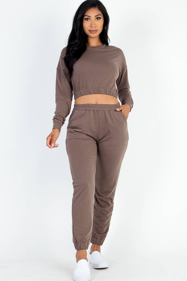 French Terry Elastic Waist Pullover & Joggers Set