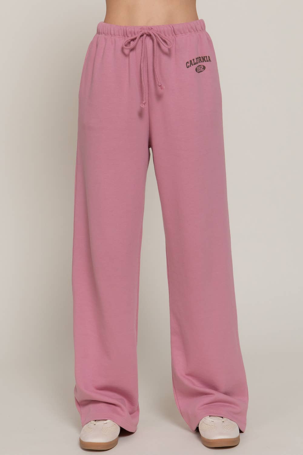 Waist Band with Drawstring Printed Detail Sweatpants