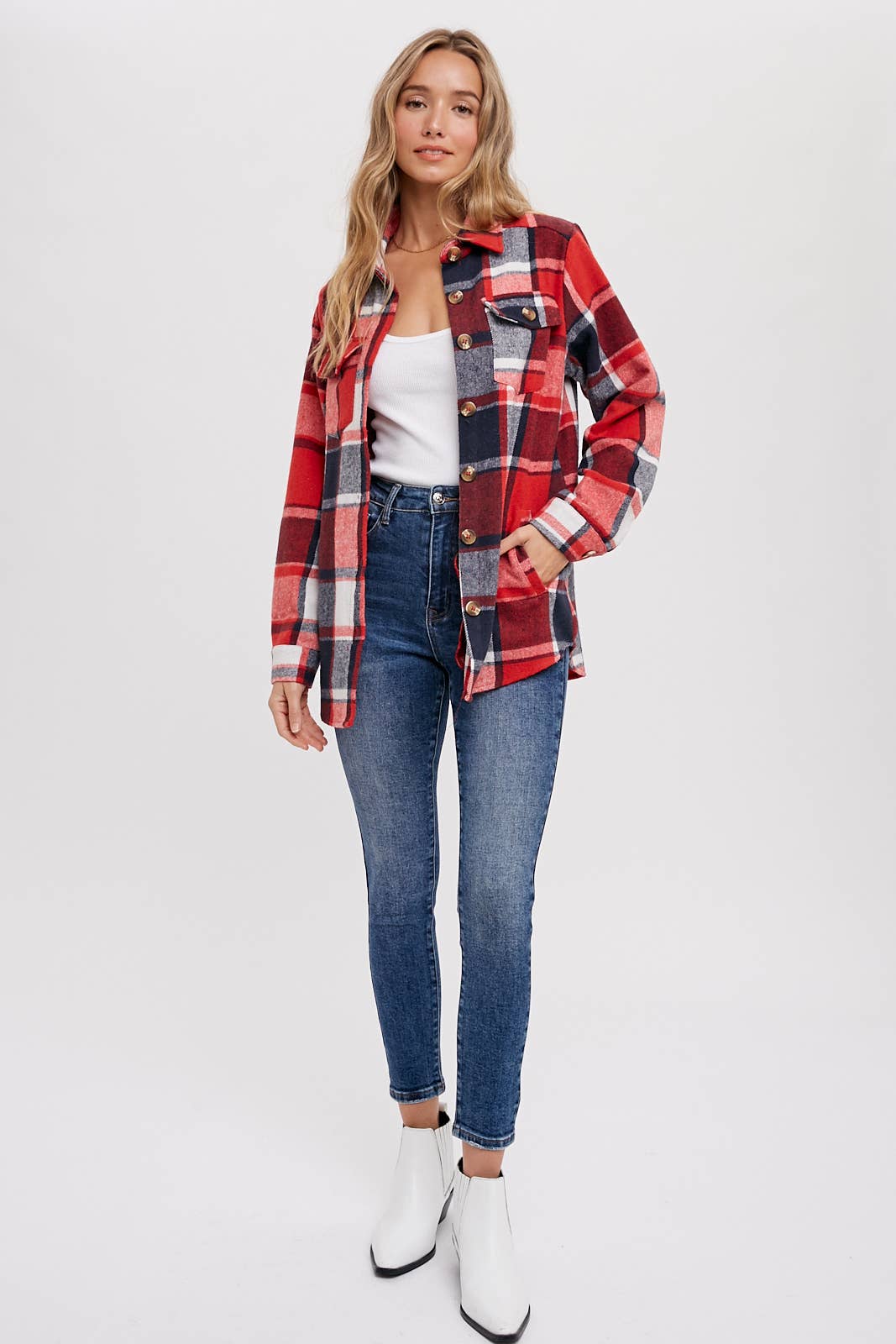 FLANNEL PLAID SHACKET WITH POCKETS