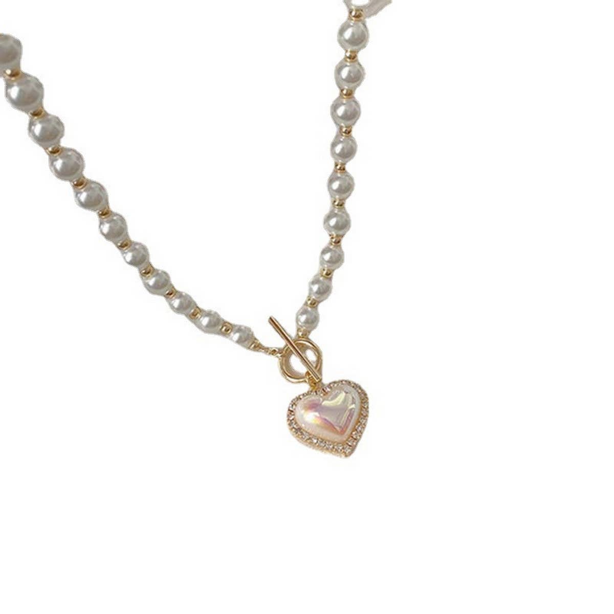 ALL-MATCH PEARL HEART SMILEY FACE NECKLACE_CWAJE2443