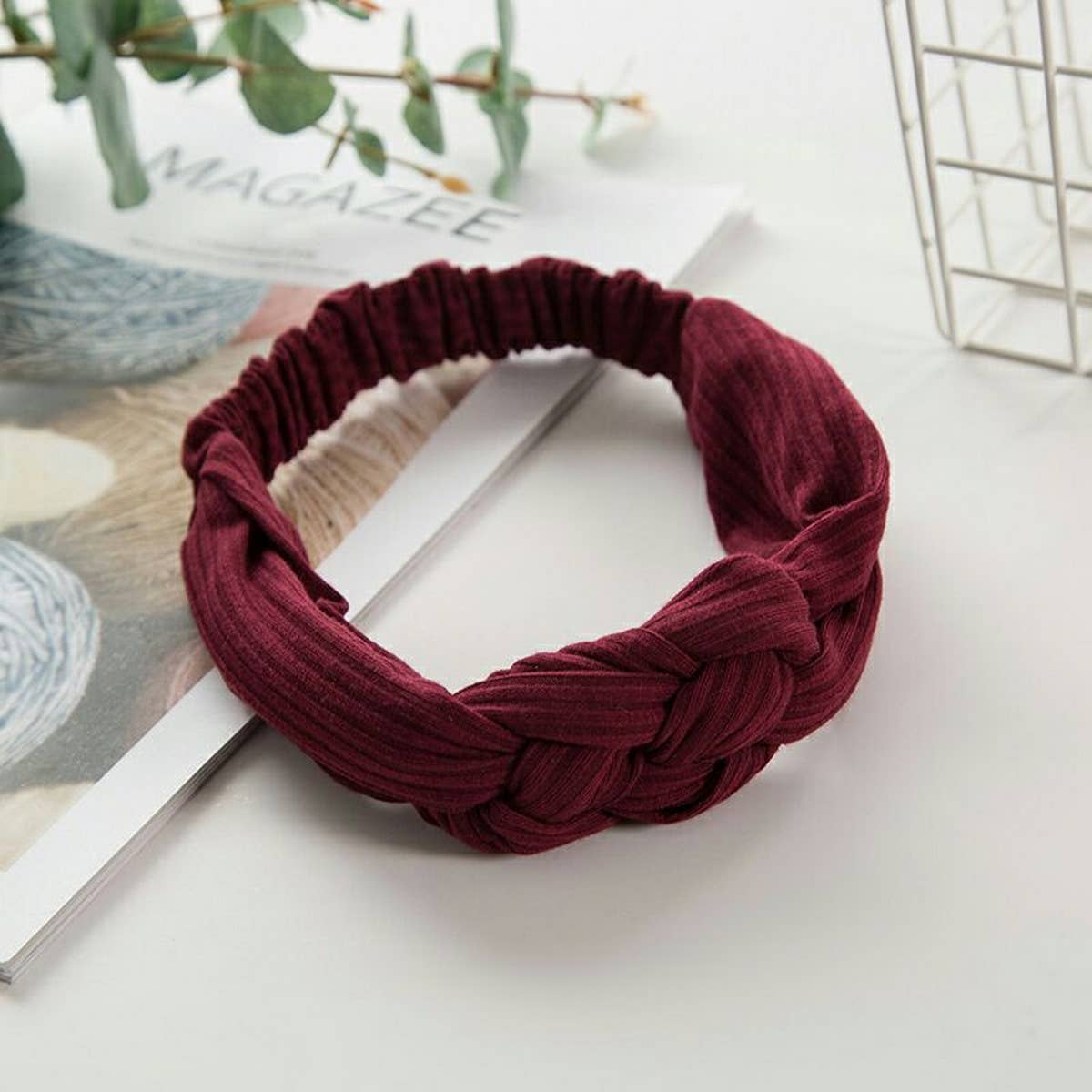 SOLID COLOR TWIST CROSS HEADBAND_CWMM0729