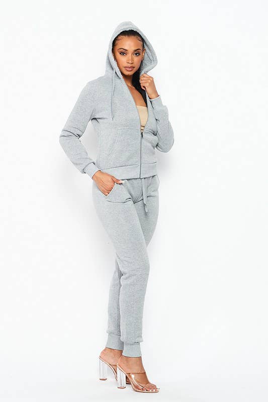 Fleece Lined Hoodie Jacket & Jogger Pants Set