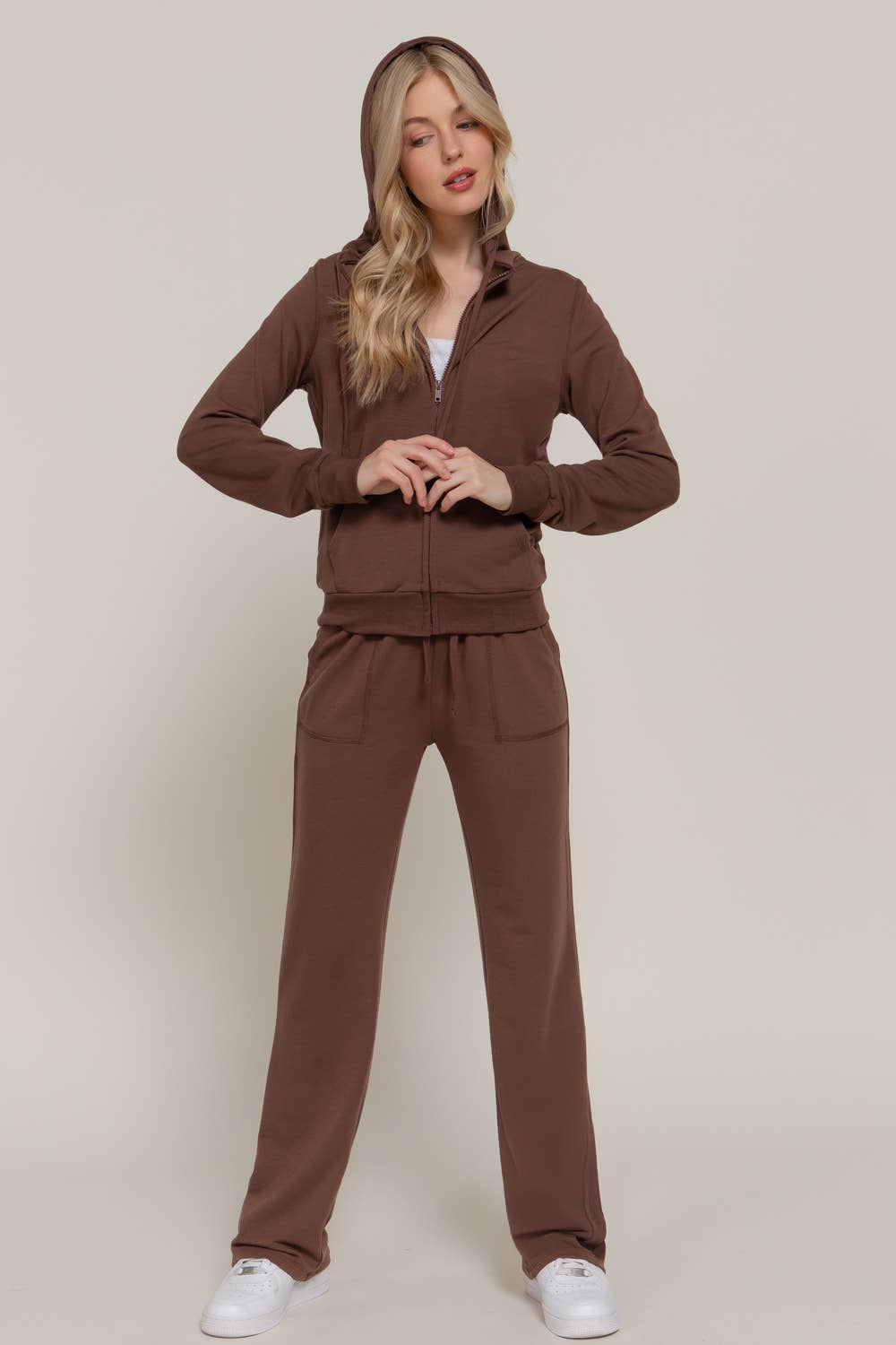 Long Sleeve Hoodie Jacket & Pants Sweatsuit Set