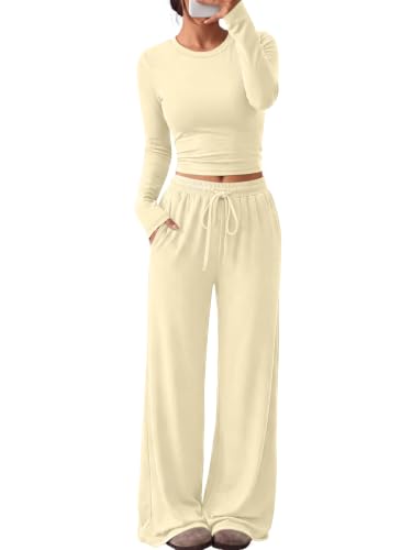Women's 2-Piece Lounge Set Wide-Leg Pants