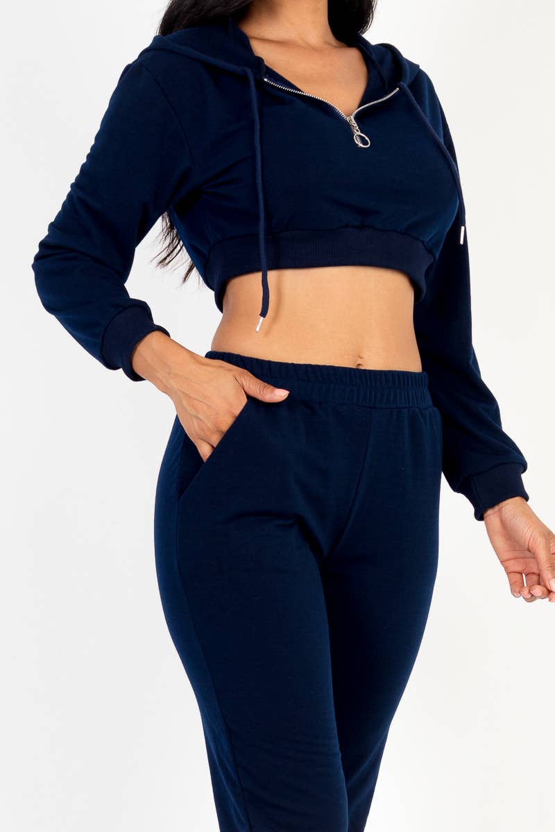 French Terry Half Zip Hoodie and Joggers Set