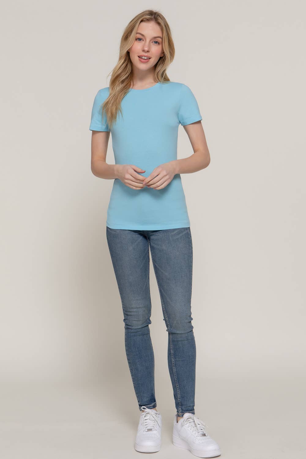 Short Sleeve Crew Neck Cotton Spandex Jersey Top