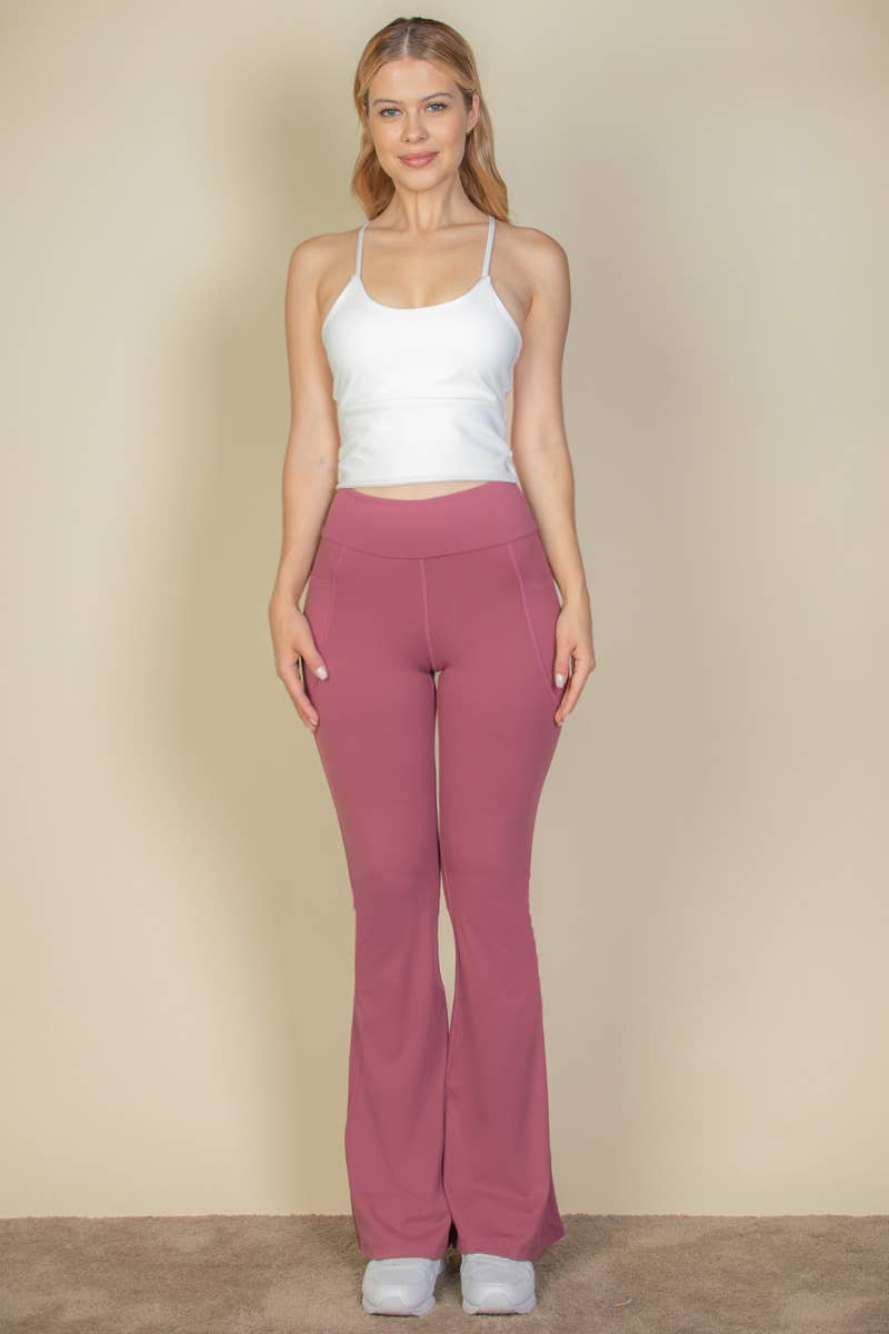 High Waist Side Pocket Flare Leggings