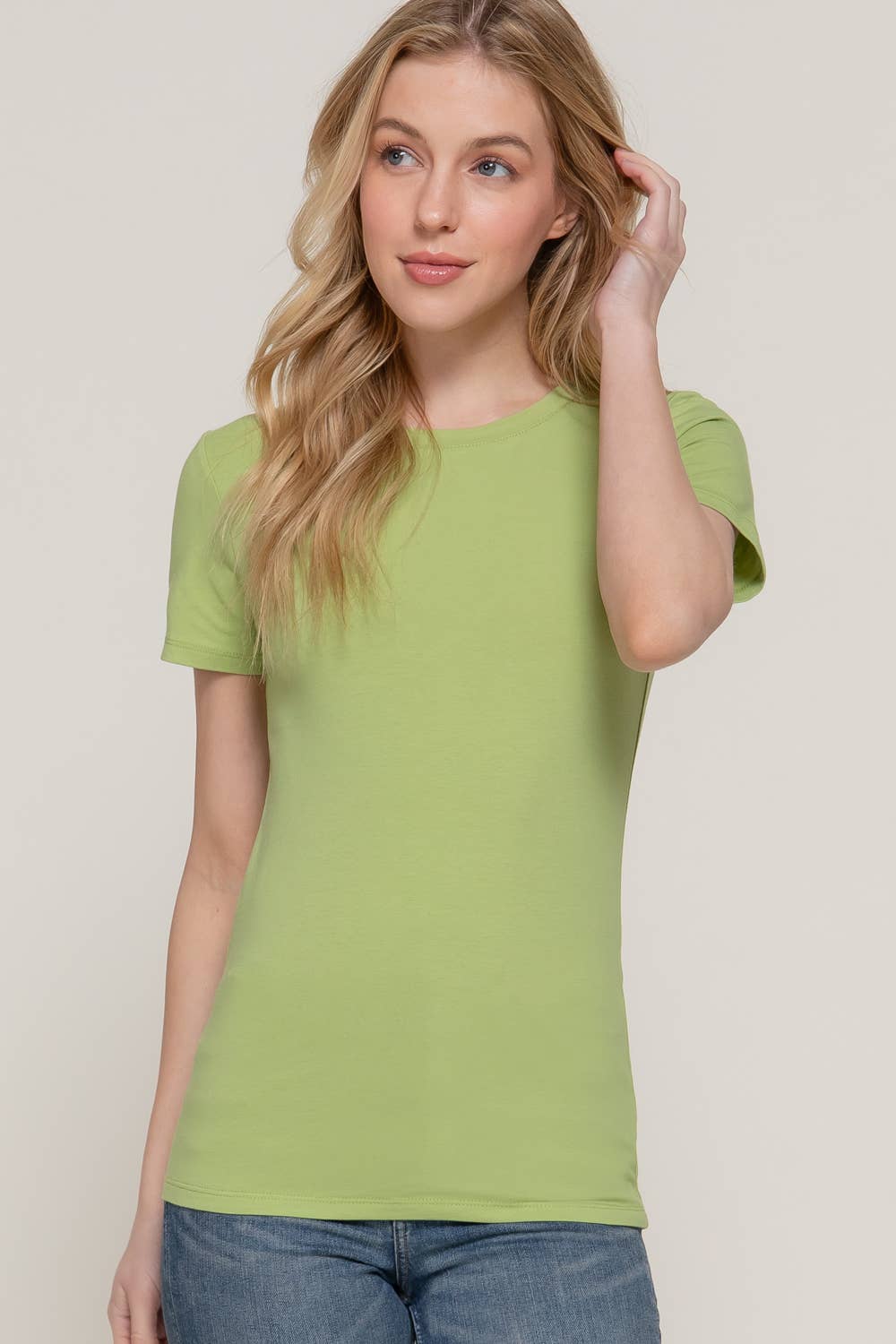 Short Sleeve Crew Neck Cotton Spandex Jersey Top