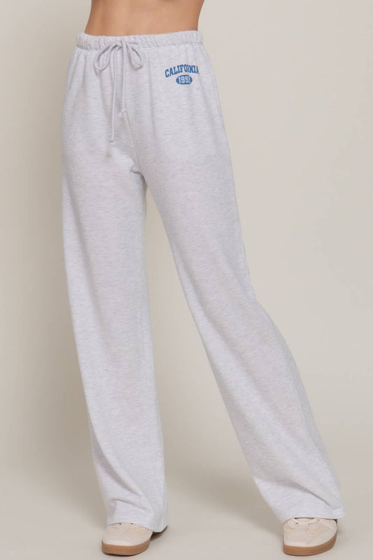 Waist Band with Drawstring Printed Detail Sweatpants