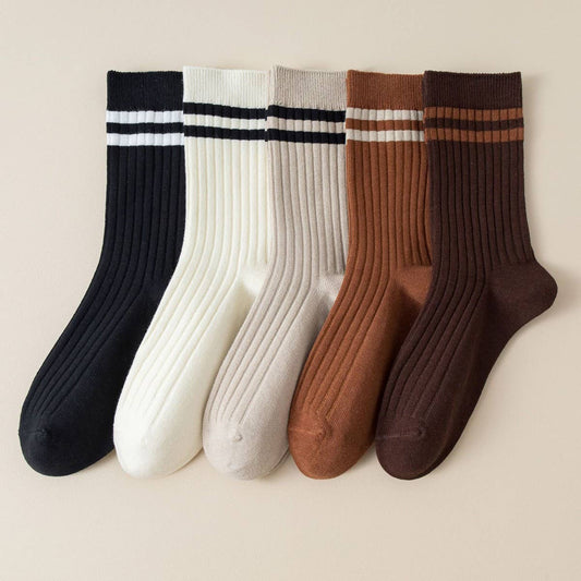 NEW VERTICAL STRIPED COLLEGE STYLE MID-TUBE SOCKS_CWMS1356