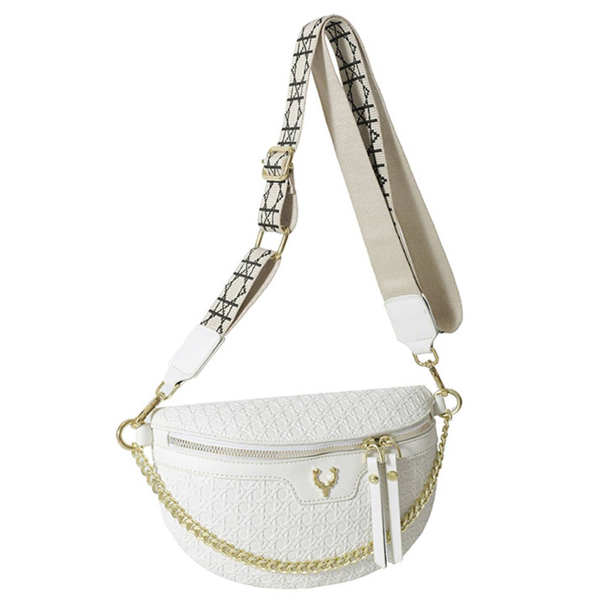 WOVEN FANNY PACK BELT BAG,CHAIN STRAP_CWAB0946