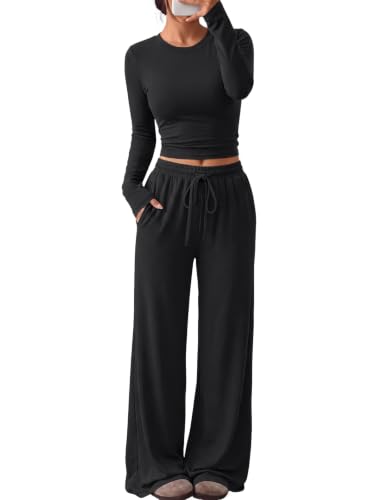 Women's 2-Piece Lounge Set Wide-Leg Pants