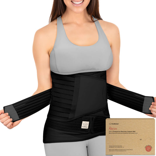 KeaBabies Revive 3 in 1 Postpartum Belt (Midnight Black,M/L)