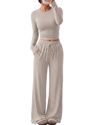 Women's 2-Piece Lounge Set Wide-Leg Pants