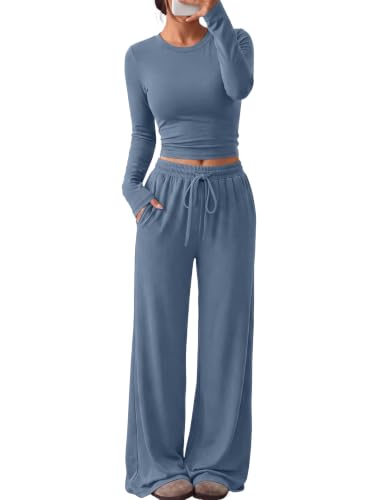 Women's 2-Piece Lounge Set Wide-Leg Pants