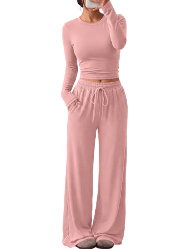 Women's 2-Piece Lounge Set Wide-Leg Pants