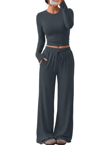 Women's 2-Piece Lounge Set Wide-Leg Pants