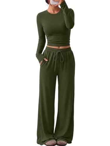 Women's 2-Piece Lounge Set Wide-Leg Pants