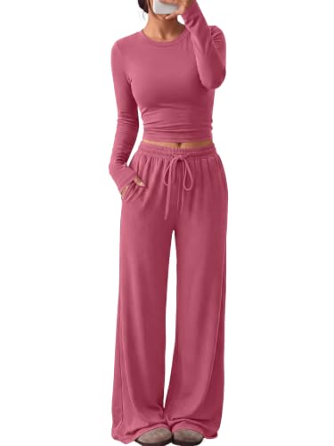 Women's 2-Piece Lounge Set Wide-Leg Pants