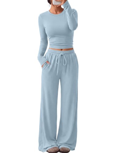 Women's 2-Piece Lounge Set Wide-Leg Pants