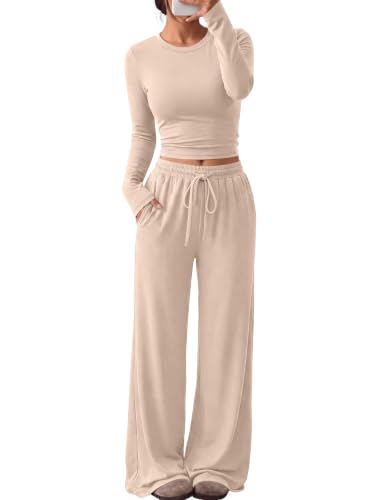 Women's 2-Piece Lounge Set Wide-Leg Pants
