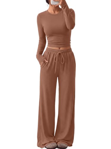 Women's 2-Piece Lounge Set Wide-Leg Pants
