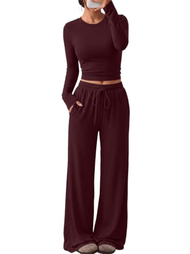 Women's 2-Piece Lounge Set Wide-Leg Pants