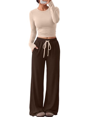 Women's 2-Piece Lounge Set Wide-Leg Pants