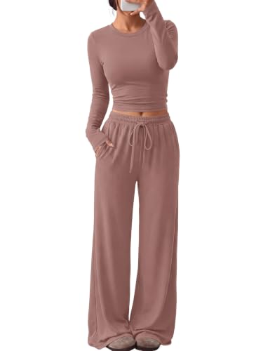 Women's 2-Piece Lounge Set Wide-Leg Pants
