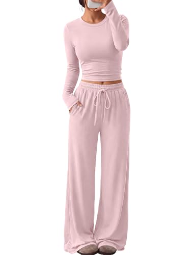 Women's 2-Piece Lounge Set Wide-Leg Pants
