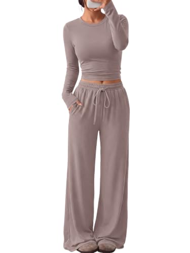 Women's 2-Piece Lounge Set Wide-Leg Pants