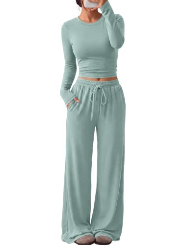 Women's 2-Piece Lounge Set Wide-Leg Pants