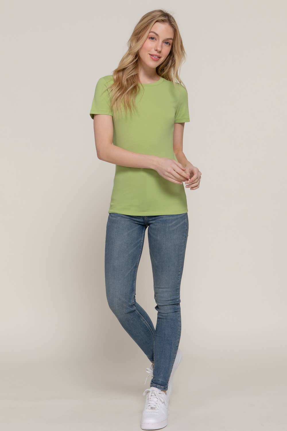 Short Sleeve Crew Neck Cotton Spandex Jersey Top