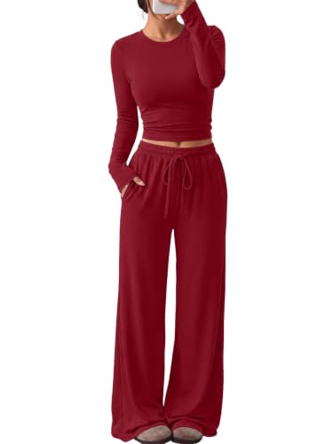 Women's 2-Piece Lounge Set Wide-Leg Pants