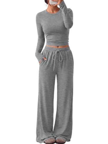 Women's 2-Piece Lounge Set Wide-Leg Pants