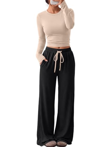 Women's 2-Piece Lounge Set Wide-Leg Pants