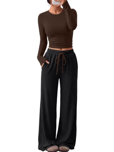 Women's 2-Piece Lounge Set Wide-Leg Pants