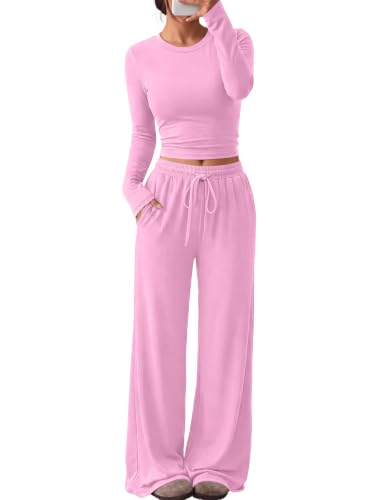 Women's 2-Piece Lounge Set Wide-Leg Pants
