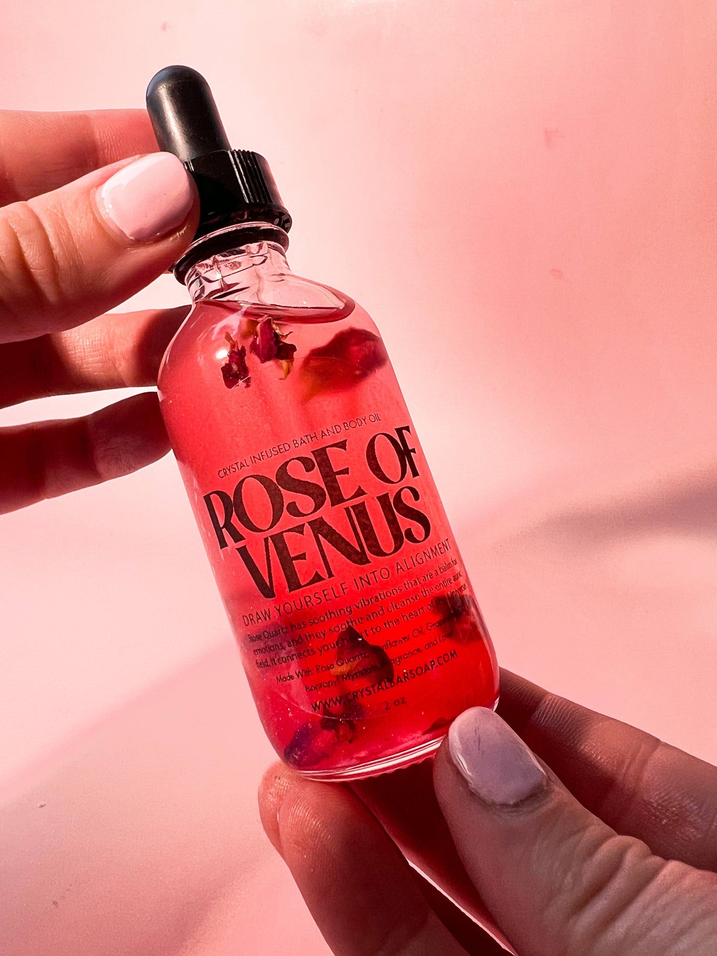 Rose Of Venus - 2 oz Bath & Body Oil (Crystal-Infused)