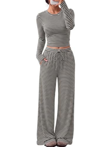 Women's 2-Piece Lounge Set Wide-Leg Pants