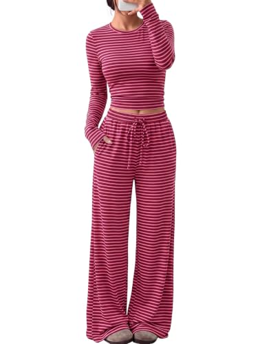 Women's 2-Piece Lounge Set Wide-Leg Pants