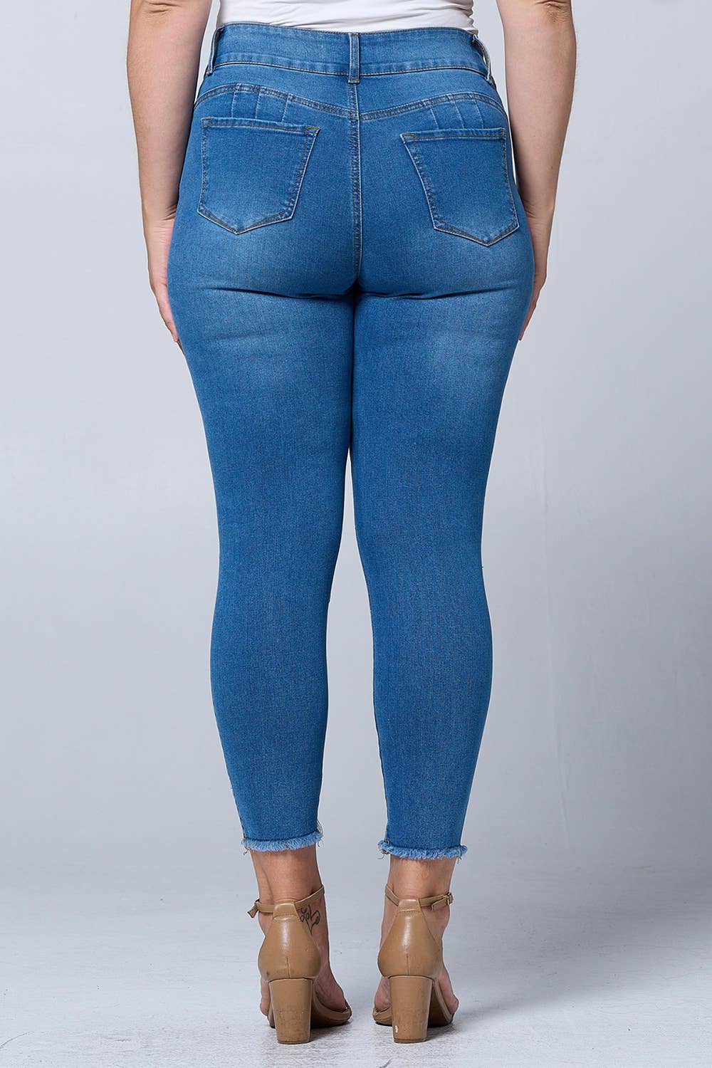 Plus size ribbed skinny jeans with Columbia hip lift pockets