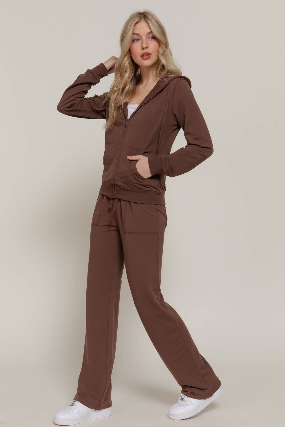 Long Sleeve Hoodie Jacket & Pants Sweatsuit Set