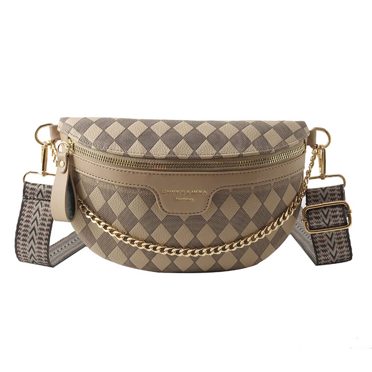 PYRAMID CHECK PU EVERYDAY BELT BAG，CROSSBODY BAG_CWAB0911